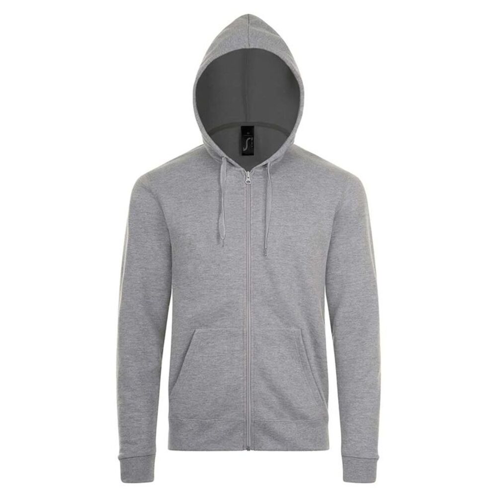 SOLS Mens Stone Zip Up Plain Hoodie / Gray Marl